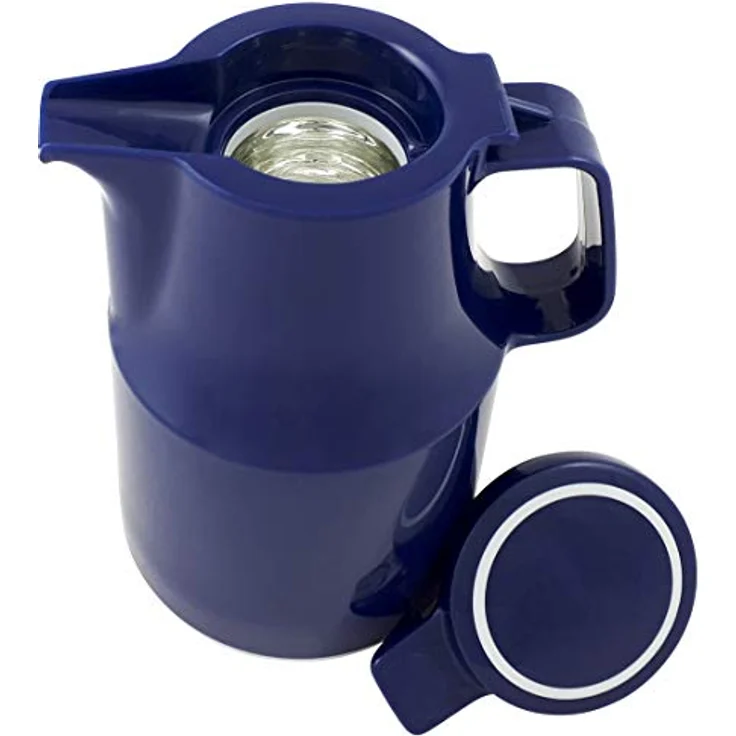 Helios Thermoboy Kunststoff-Isolierkanne 0,6 l blau spülmaschinenfest - 6 Stunden Warmhaltung, Klappdeckel, Dunkelblau – Bild 5
