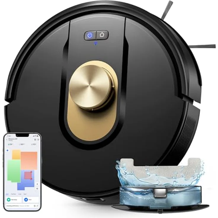 Vexilar W9 Staubsauger Roboter mit Wischfunktion, 8000Pa LiDAR Navigation, 3-in-1, 150 Min Laufzeit, 15 No-Go Zonen, APP Steuerung, ideal für Tierhaare und Teppich