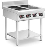 Royal Catering RCIK-3500IC4.4 Induktionsplatte mit Unterbau 4 x 20 cm 10 Stufen Timer Induktionskochplatte Kochplatte Induktion Induktionskocher Gastro Induktionskochfeld
