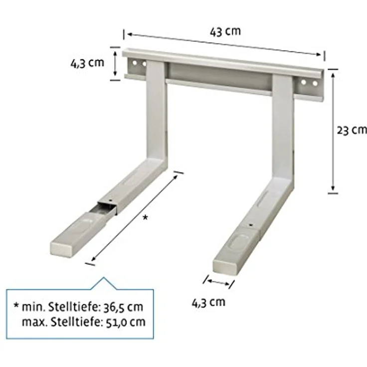 Xavax Mikrowellenhalterung ausziehbar (Mikrowellen-Halter für die Wand-Befestigung, Microwellen Wandhalter zum aufhängen) weiß – Bild 2