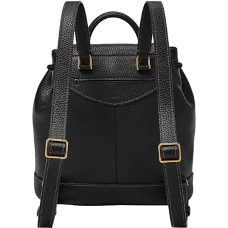 Fossil Everleigh Freizeitrucksack, schwarzes Echtleder mit Vintage-Style und verstellbaren Schultergurten – Bild 4