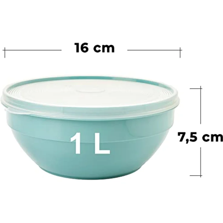 2friends Schüssel Modell Pastel, 3er Set Rührschüsseln mit Deckel 1L, BPA-frei, hellgrau, pastellrosa, pastellgrün, transparent – Bild 3
