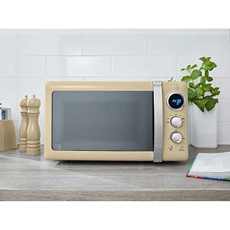 Swan STRP2070CNEU Retro Frühstücksset, Wasserkocher 1,8 L, 2-Scheiben Toaster, Mikrowelle 20 L in Creme mit automatischer Zentrierung und Überhitzungsschutz – Bild 2