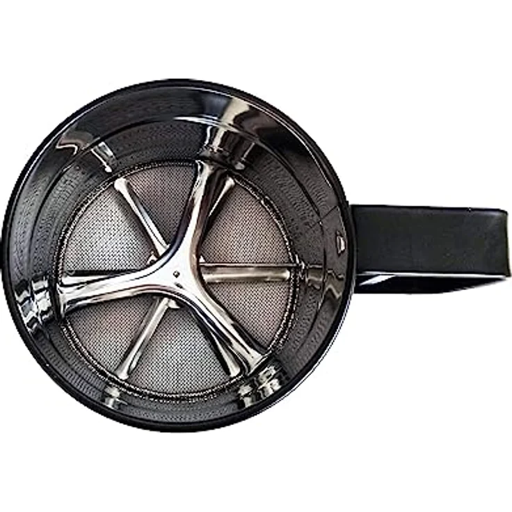 HIT Trading Küchensieb MEHLSIEB Einhand Ø10cm schwarz, Edelstahl Puderzuckerstreuer für ca. 250g – Bild 2