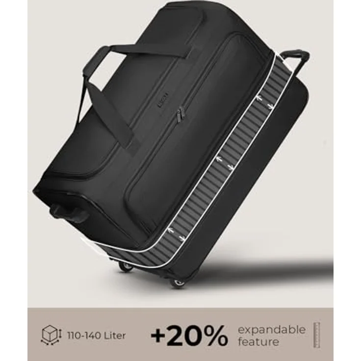 Redolz Duffle Essentials 2-Rollen Reisetasche 80 cm  XL mit Dehnfalte Sondergröße black – Bild 3