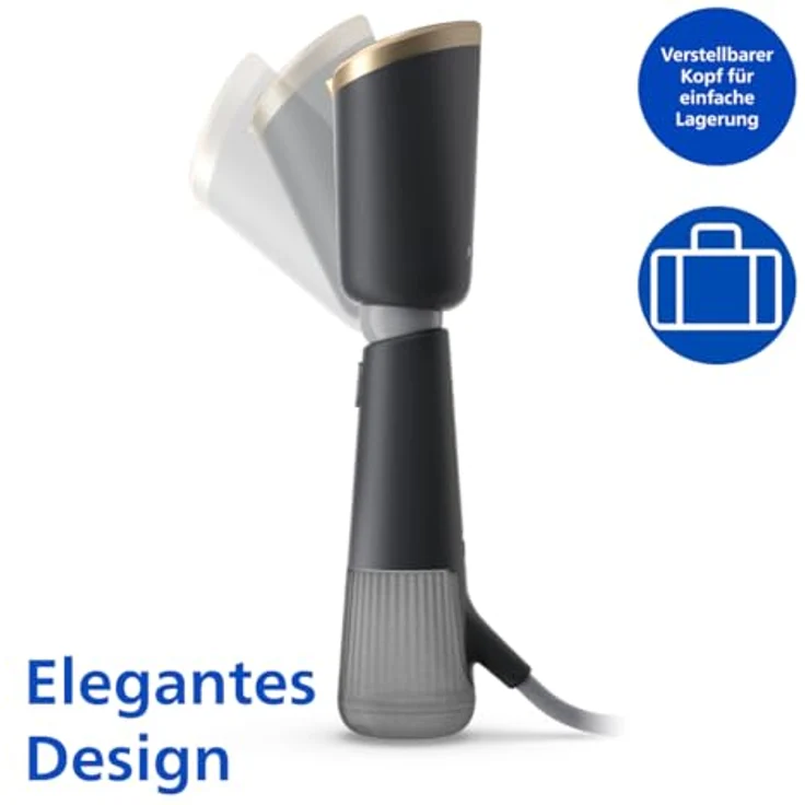 Philips Dampfglätter 5000-Serie - Leistungsstarke 1400 W, kontinuierlicher Dampf, zwei Wassertanks, verstellbarer Kopf, metallene Sohlenplatte, inkl. Zubehör, anthrazit – Bild 5