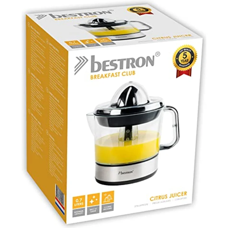 Bestron Elektrische Zitruspresse mit Aromadeckel, 0,7 l, 40 Watt, Schwarz – Bild 5