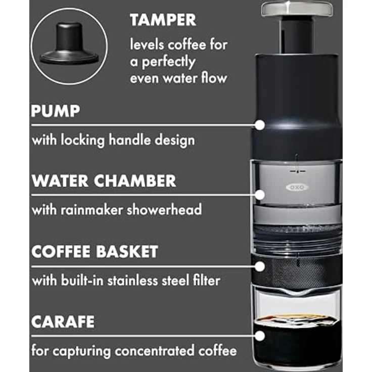 OXO Good Grips Rapid Brew Kaffeebereiter, Heiß in 2 Minuten, Cold Brew in 5 Minuten, ohne Strom, Edelstahlfilter, kompakt und leicht – Bild 9