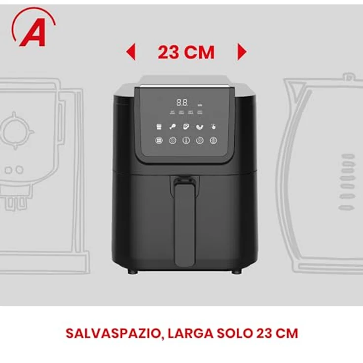 Ardes ARFRYA10L INFINITY Luftfritteuse 5L, XL Kapazität, Digitaldisplay Touch, 60 Minuten Timer, antihaftbeschichtet – Bild 4