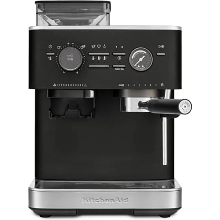 KitchenAid Kaffeehalbautomat KitchenAid halbautomatische Espressomaschine mit Gratmahlwerk, Edelstahlgehäuse – Bild 5