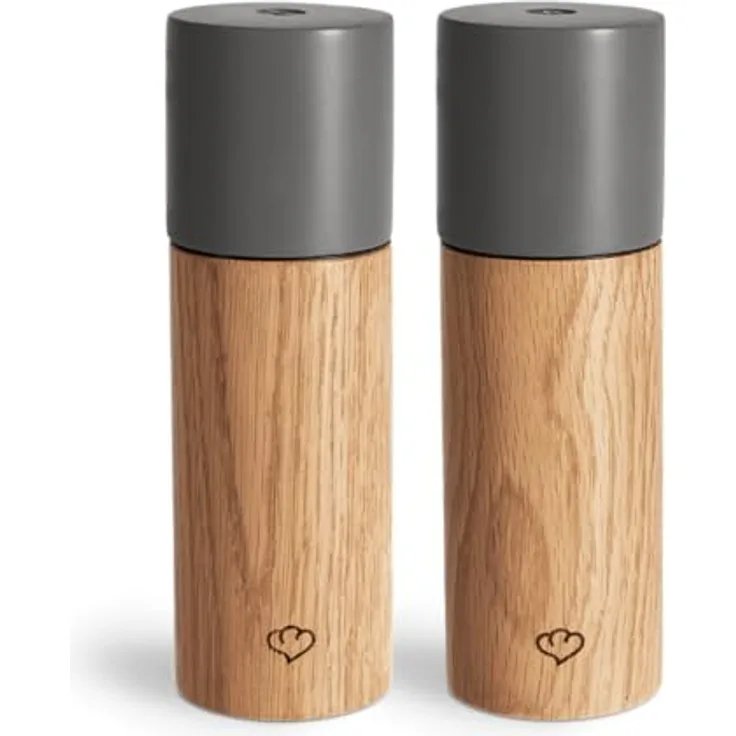 Springlane Salz-/Pfeffermühle 2er-Set aus Buchenholz und Beton, manuell, in Mint und Dunkelgrau