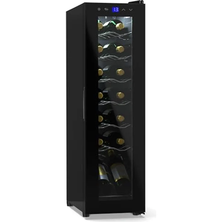 Klarstein Shiraz 14 Slim Uno, Weinkühlschrank für 14 Flaschen, 5 - 18 °C, Touch-Control, kompakt, verchromte Regale – Bild 1