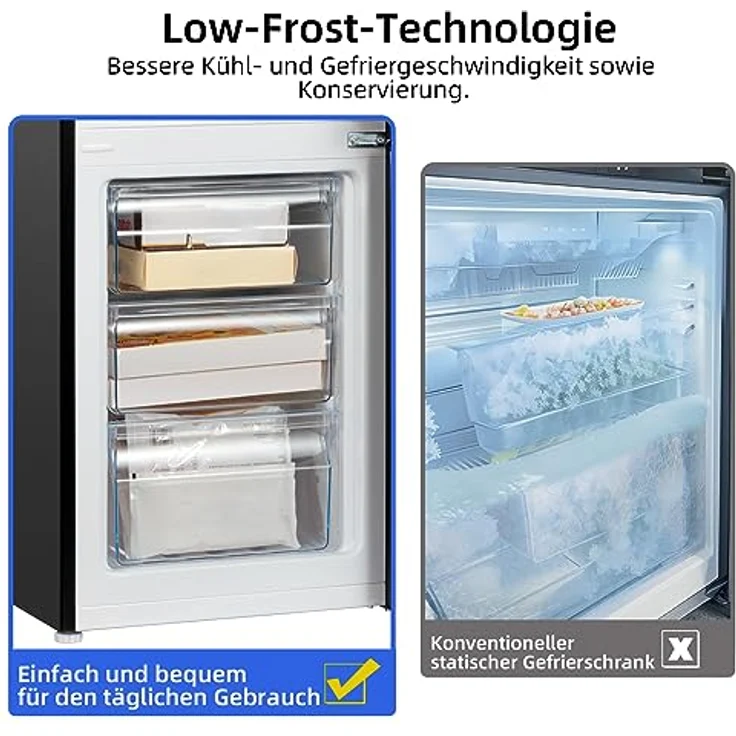 CHIQ CBM159LEBD Freistehender Kühlschrank mit Gefrierfach 157L,Kühl-Gefrierkombination, Low-frost, 144 cm hoch,47 cm breit,Ultraleise 39 db,12 Jahre Garantie auf den Kompressor – Bild 5