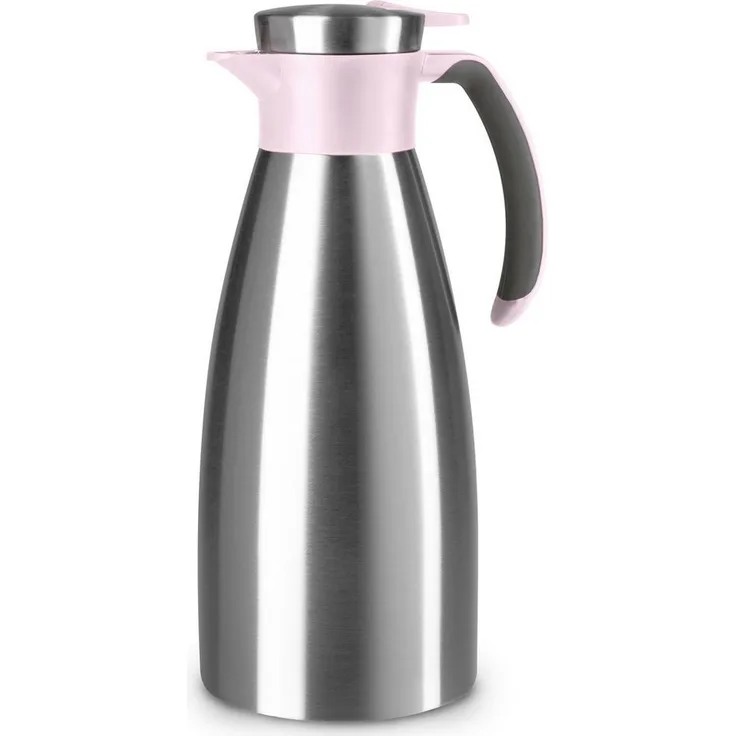 Emsa Soft Grip Isolierkanne, 1,5 l, Edelstahl, Quick Tip Verschluss, 12h heiß, 24h kalt, trendige Farben