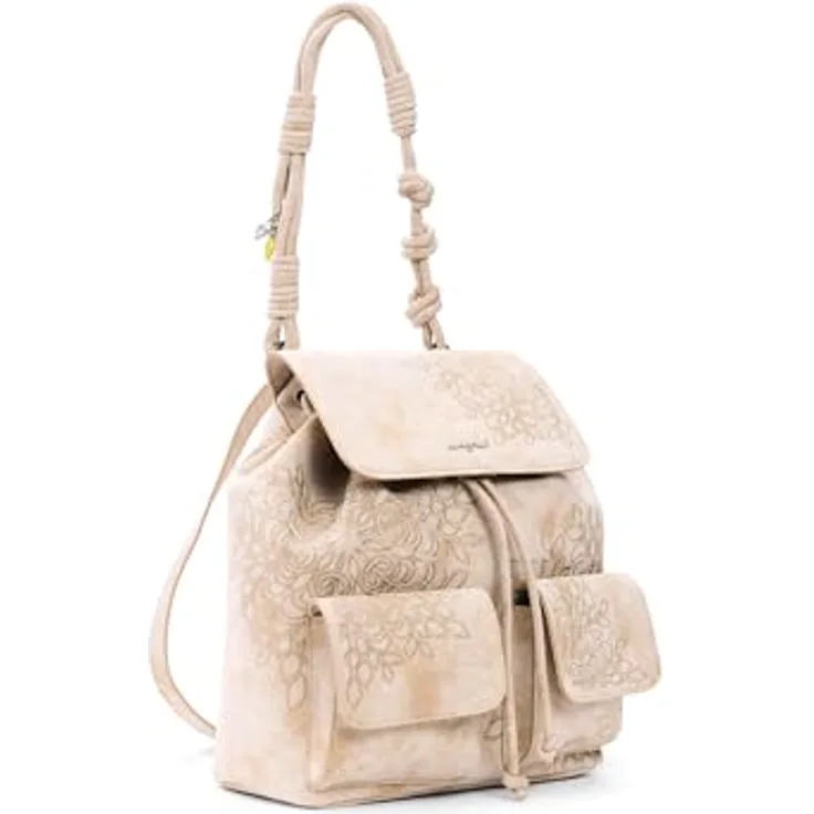 Desigual Sierra City Rucksack, beige, 28 cm, 100% Polyester, kompakte Maße 23 cm x 11 cm x 28 cm
