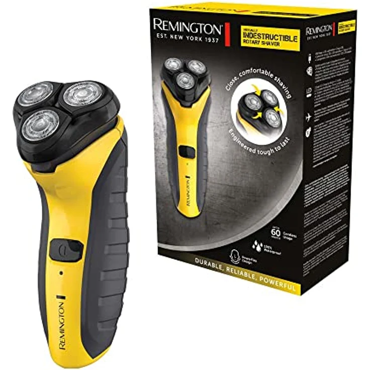 Remington Elektrischer Rasierer Herren PR1855 (Nass- & Trocken Rassierapparat, Polycarbonatgehäuse, Dual track Klingen, Comfort Detailtrimmer + 3 Tage Bart Styler) Indestructible Rotationsrsierer – Bild 1