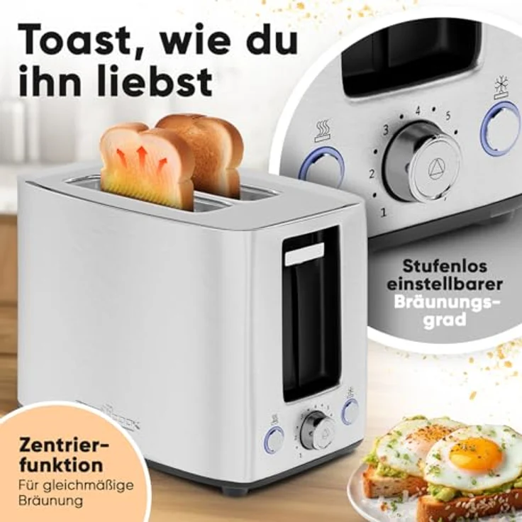 ProfiCook Toaster Edelstahl PC TA 1279 | 2 Scheiben | extra breite Toastschlitze für Bagels | mit Brötchenaufsatz | Wide Slot | Edelstahlgehäuse | Krümelschublade | vielseitige Einsatzmöglichkeiten | elegant und langlebig – Bild 3
