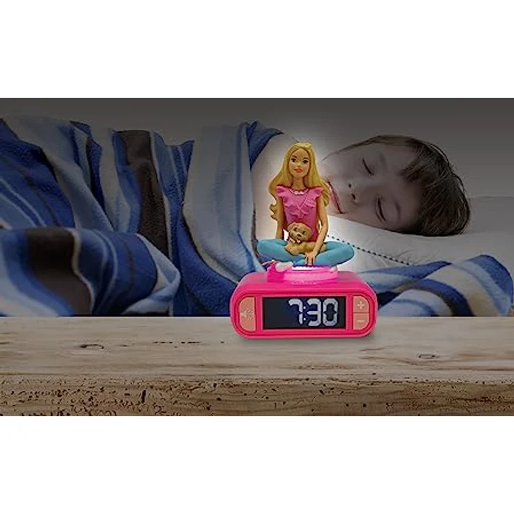 Lexibook Barbie RL800BB, Nachtwecker mit 6 Sounds, Snooze-Funktion, LCD-Bildschirm mit Hintergrundbeleuchtung, pink – Bild 4