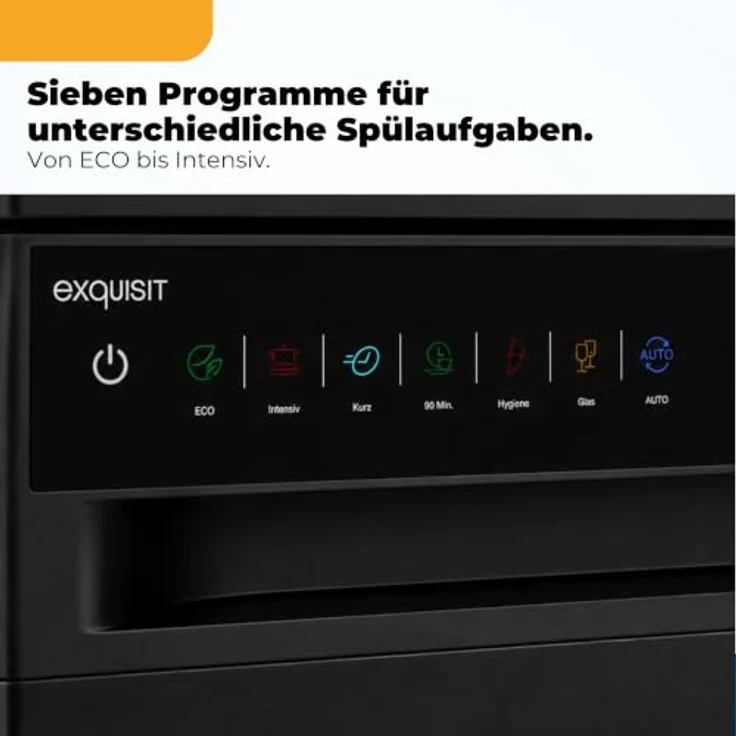 Exquisit GSP59311-450C, Geschirrspüler mit 11 Maßgedecken, Energieklasse C, 7 Spülprogrammen, Aquastop, Besteckschublade, unterbaufähig, Startzeitvorwahl, Schwarz – Bild 6