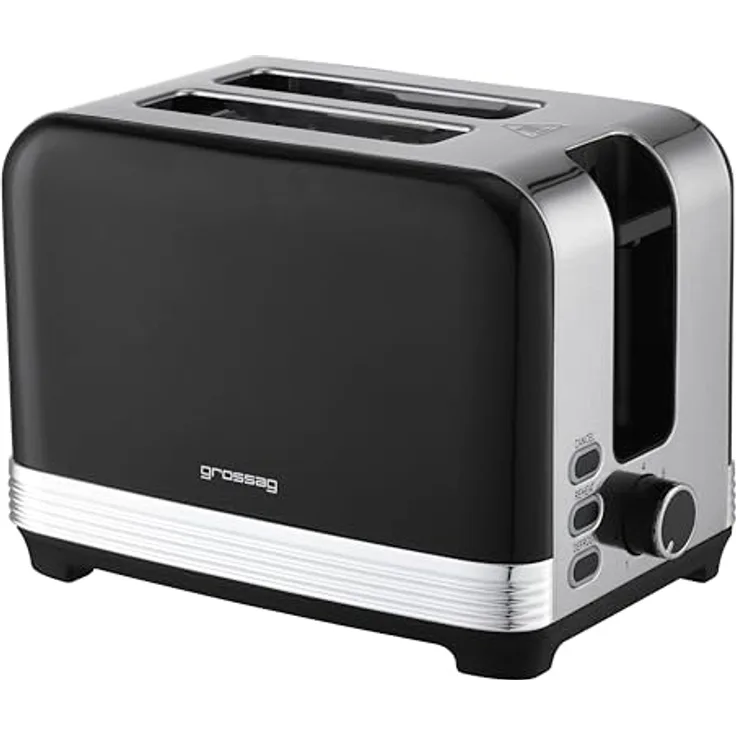 grossag Edelstahl-Toaster TA 28.07, Schwarz, 2-Scheiben, Metallic-Design