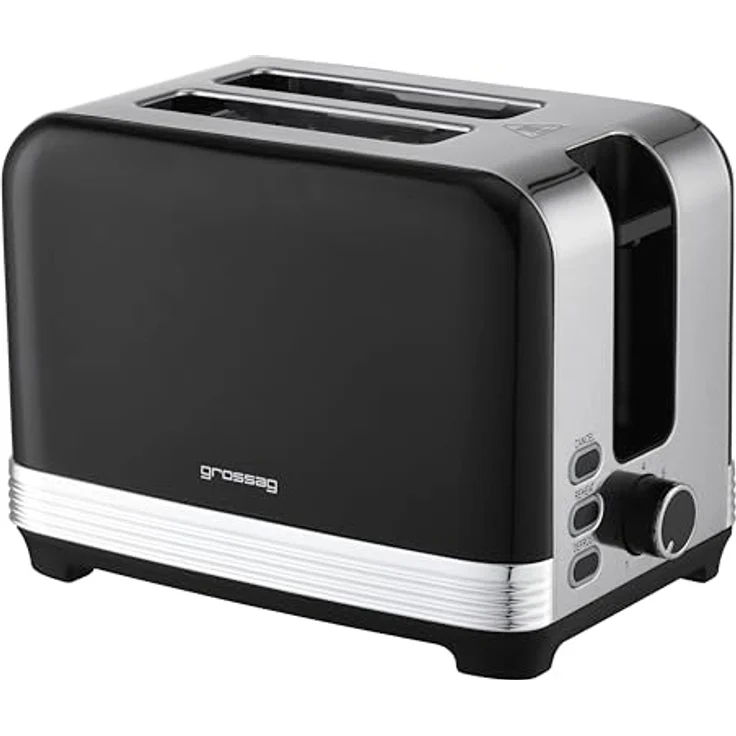 grossag Edelstahl-Toaster TA 28.07, Schwarz, 2-Scheiben, Metallic-Design – Bild 1