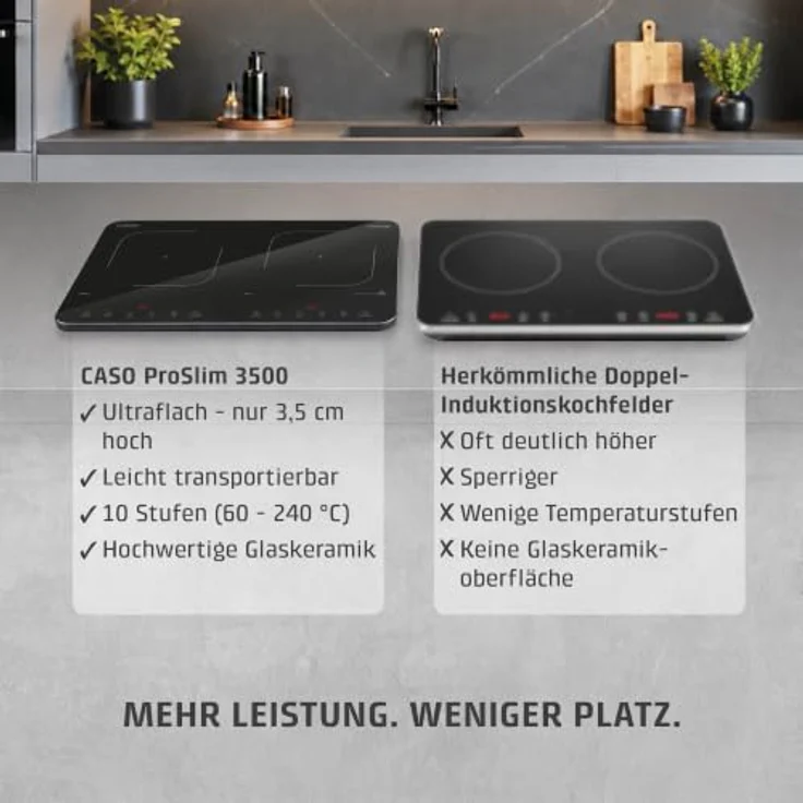 CASO ProSlim 3500, Induktionskochfeld mit 10 Leistungsstufen bis 3.500 Watt, ganz in Glas, schwarz – Bild 11