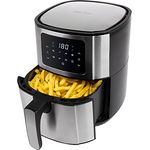 ProfiCook® Heißluftfriteuse PC FR 1239 H - Friteuse Heißluft 5,5L XXL Kapazität, Öl- und fettfreier Airfryer mit LED-Touchscreen u. 7 Programmen, ideal für Pommes Nuggets Steak, Edelstahl 1400W