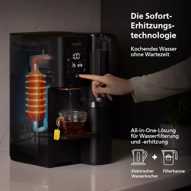 Philips Water Umkehrosmose-Wasserstation ADD6920BK/10, Aquaporin Inside®: Eliminiert bis zu 110 Substanzen, sofortige Erhitzung, 1 Jahr Filterlebensdauer, schwarz – Bild 5