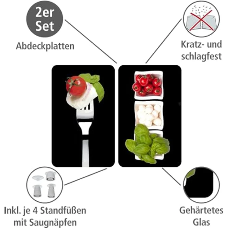 Wenko Herdabdeckplatte, Breite 52 cm, gehärtetes Glas – Bild 2