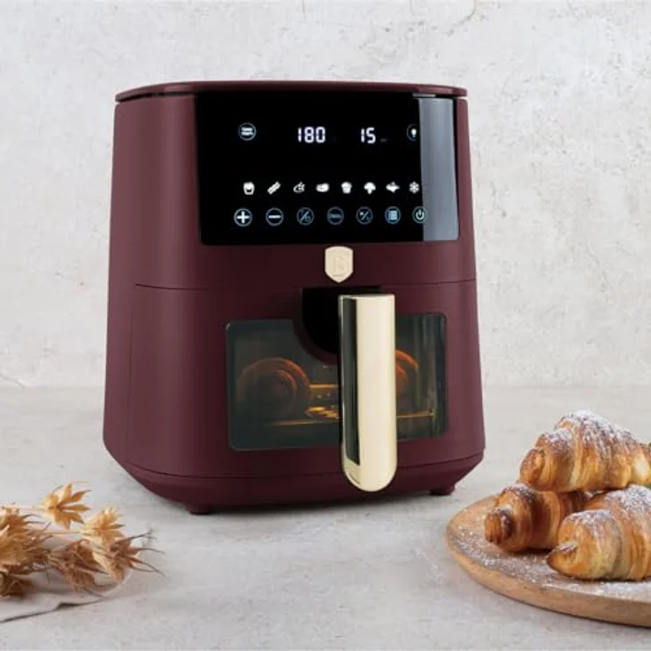 Berlinger Haus Air Fryer Leonardo Collection, Digitale Heißluftfritteuse 5L mit 8 Automatischen Kochfunktionen, Touchdisplay, 1400 W, Matt Bordeaux, Gesundes Kochen ohne Öl und Fett – Bild 5