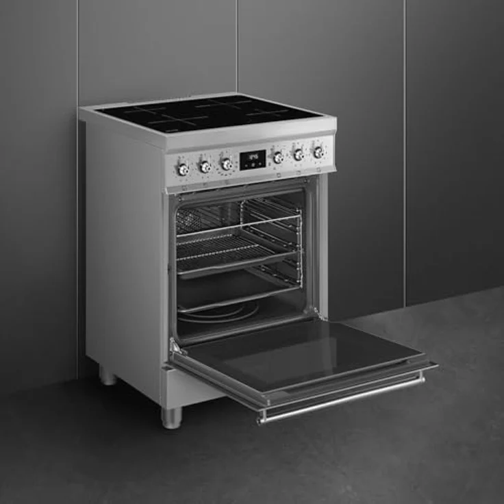 Smeg C6IMXM2, freistehender Elektroherd mit 4 Zonen-Induktionskochfeld, Edelstahl, 70 L Backofen, A Energieeffizienzklasse – Bild 5
