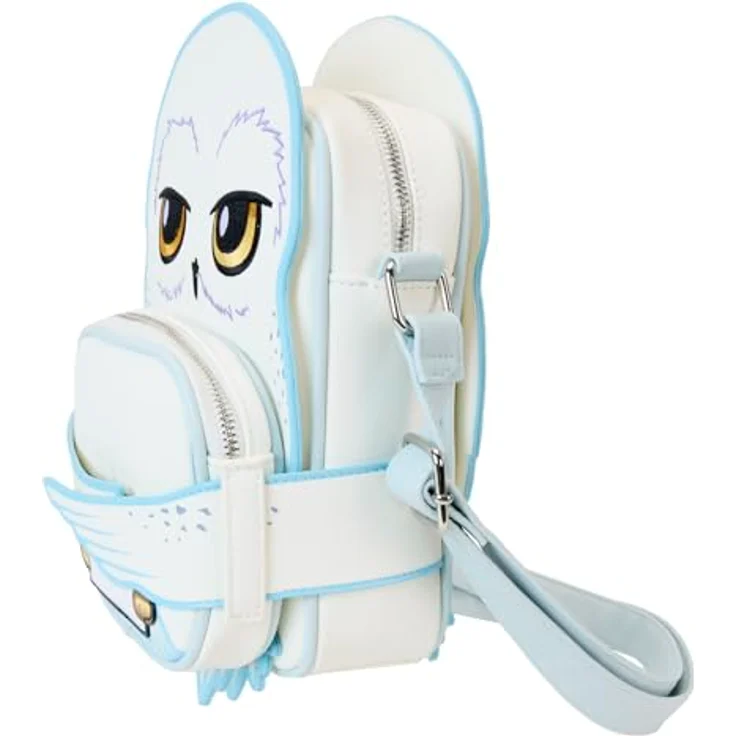 Loungefly Harry Potter Hedwig Crossbuddies Umhängetasche, Silber, aus veganem Leder mit abnehmbarer Geldbörse und verstellbaren Trägern – Bild 5
