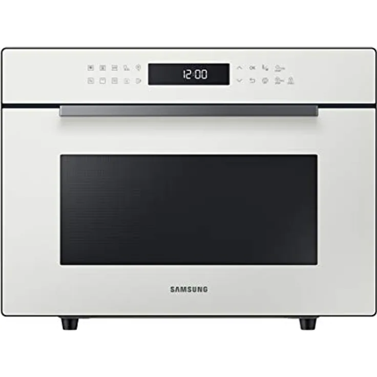 Samsung Microonde MC35R8058CE/ET Glasdesign Mikrowelle mit Dampffunktion und Doratorteller, Farbe Porzellan, Glas Edelstahl, Weiß
