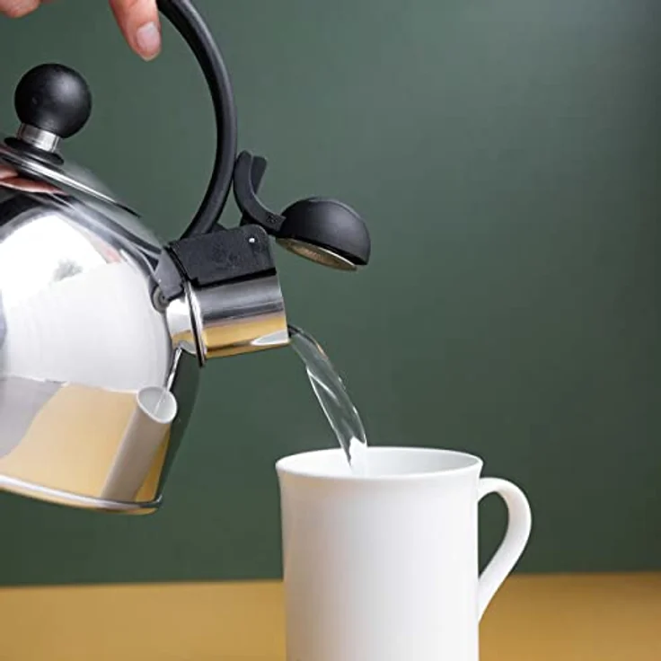 La Cafetière Edelstahl-Wasserkocher mit Pfeiffunktion, 1,3 Liter, induktionssicher für Herd und Gasherd, silber – Bild 3