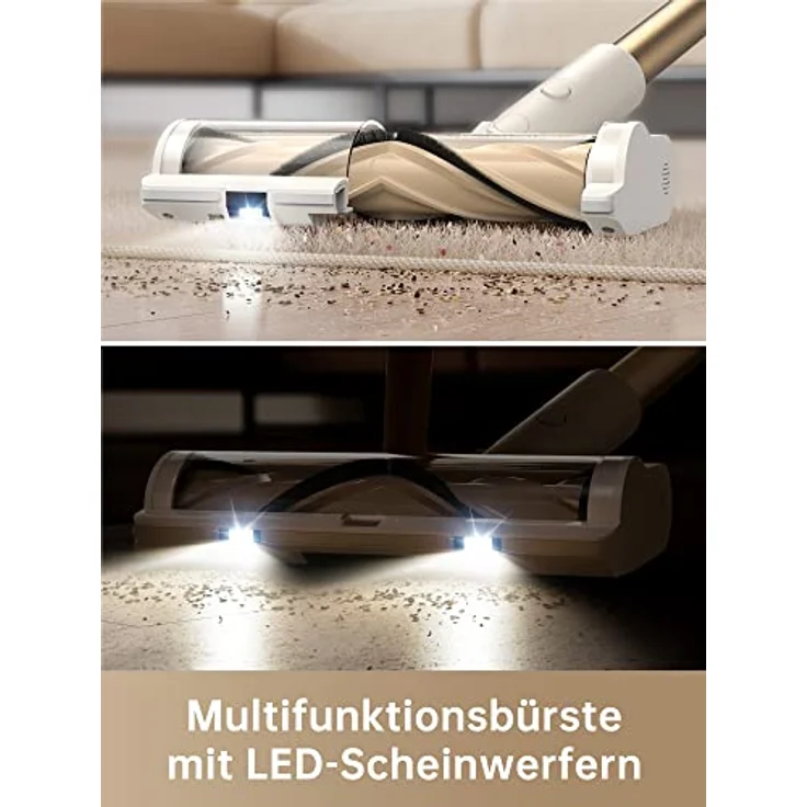 Dreame R10 Akku Staubsauger, 120AW Starke Saugkraft Staubsauger Kabellos, 60 Min Laufzeit, Bürste für Diverse Oberflächen mit LED-Licht, ideal für Hausreinigung, Tierhaare, Teppiche – Bild 2