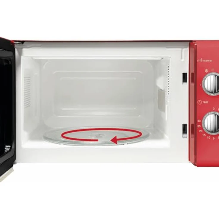 Silva MW-R 25.3, Retro Mikrowelle mit 700 W und 20 L Garraum, rot, mit 6 Leistungsstufen und 30-Minuten-Timer – Bild 9