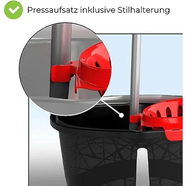 Bama Spa Wischeimer 18 L Putzeimer Zweikammer Doppel Wasser Eimer mit Presse Auswringer – Bild 4