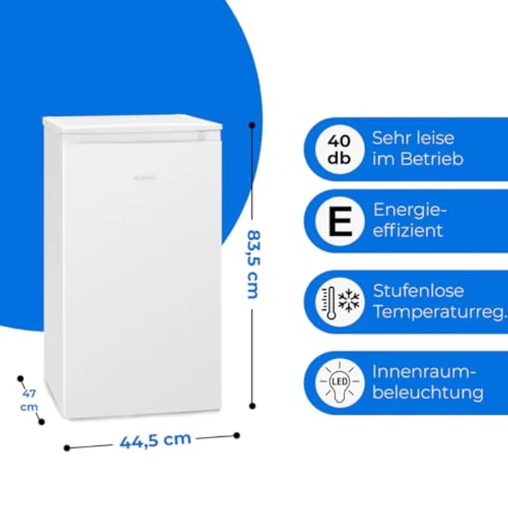 Bomann® Fridge KS 7254, Mini Kühlschrank mit Gefrierfach, 91L, 2 Ablagen, wechselbarer Türanschlag, leise, weiß – Bild 4