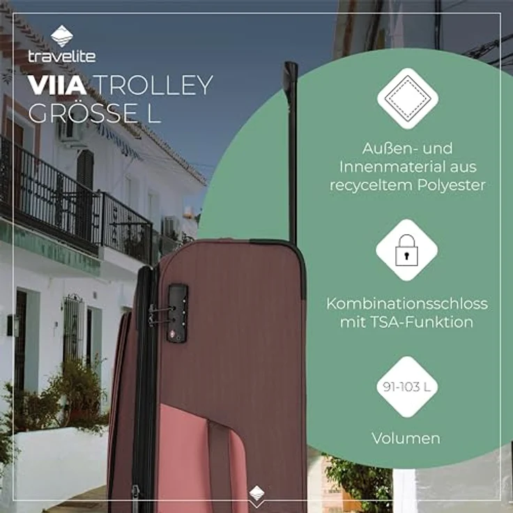 Travelite Viia 4w Trolley L 77 Frühlingsrose, 91 l Volumen – Bild 3