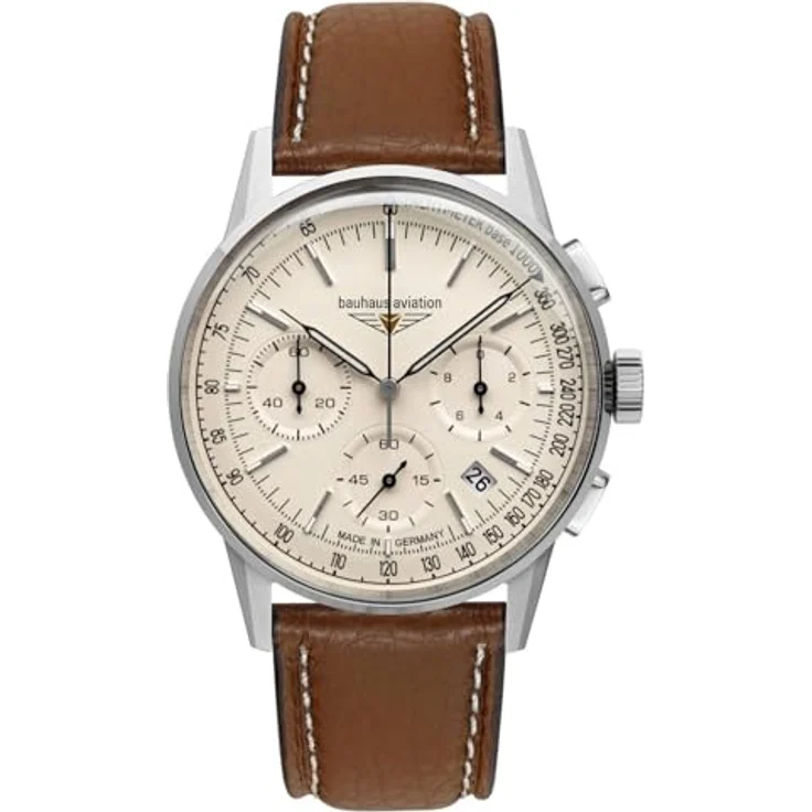 Bauhaus Herrenuhr Aviation Chronograph Braun 2376-5, Edelstahl Gehäuse, Kalender, Japanisches Quarz-Uhrwerk – Bild 2