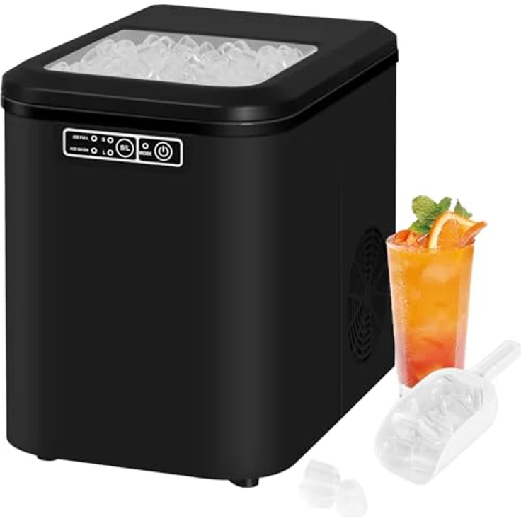 Eiswürfelmaschine mit 2 Eiswürfelgrößen 2,2 Liter 120W ABS : schwarz – Bild 2