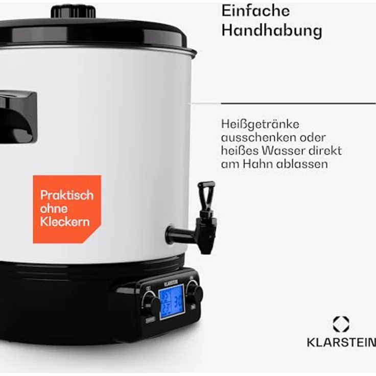 Klarstein Biggie Digital Einkochtopf, 27L Edelstahl, 1800W, Heizgetränkespender mit Digitaldisplay und Zapfhahn – Bild 7