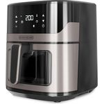 BLACK+DECKER BXAF6500E - 1600W Heißluftfritteuse, 6,5L, bis zu 1300g Pommes, transparentes Fenster im Korb, Temperatur von 80 bis 220ºC, 8 Programme