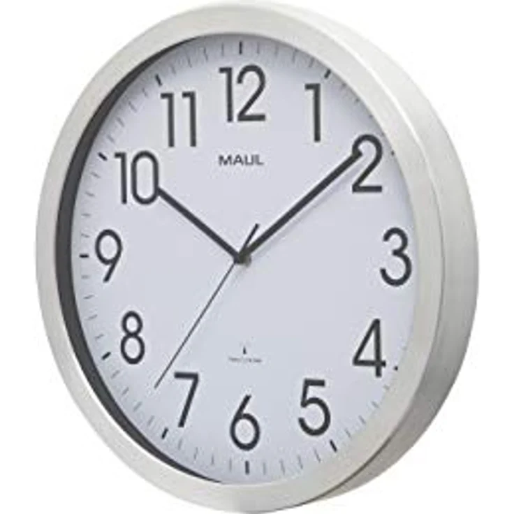Maul Funkwanduhr MAULmove Ø 40cm | Elegante Wanduhr aus Mineralglas | automatische Zeiteinstellung | stabile Verarbeitung aus Aluminium in modernem Design | für Büro und Innenräume | Silber – Bild 2