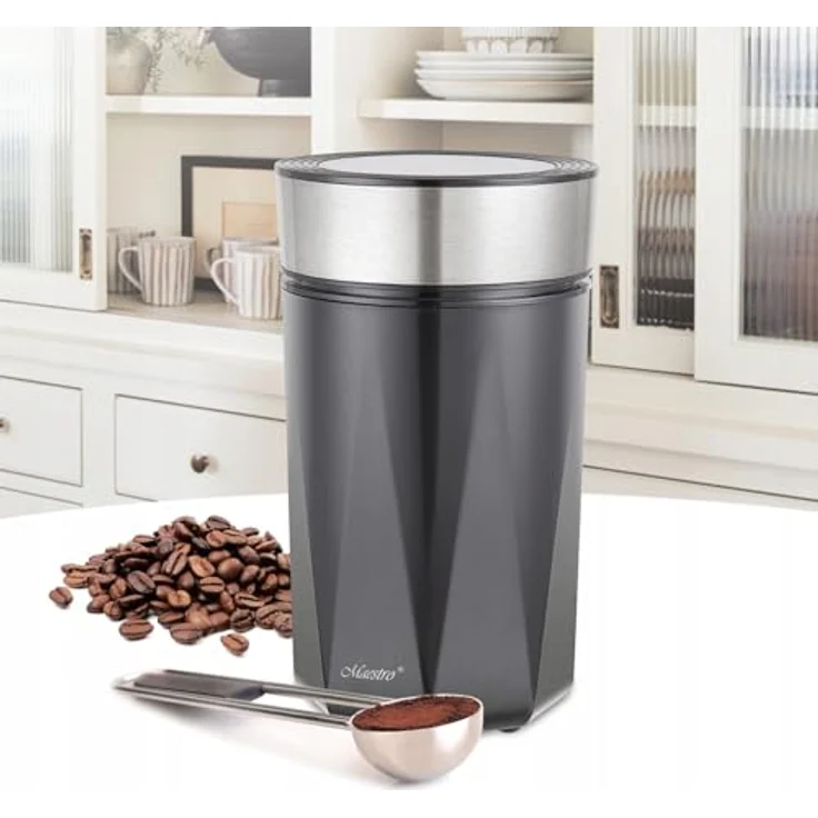 Feel Maestro Kaffeemühle MR-456, elektrische Kaffeemühle mit 150 W und 50 g Bohnenbehälter, schwarz – Bild 2