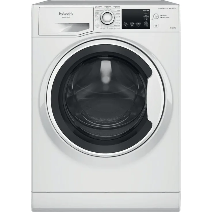 Hotpoint Active NDB 10736 WA IT Waschtrockner, freistehender Frontlader, 10 kg Waschen, 7 kg Trocknen, max. 1400 U/min, Weiß, Energieeffizienzklasse D