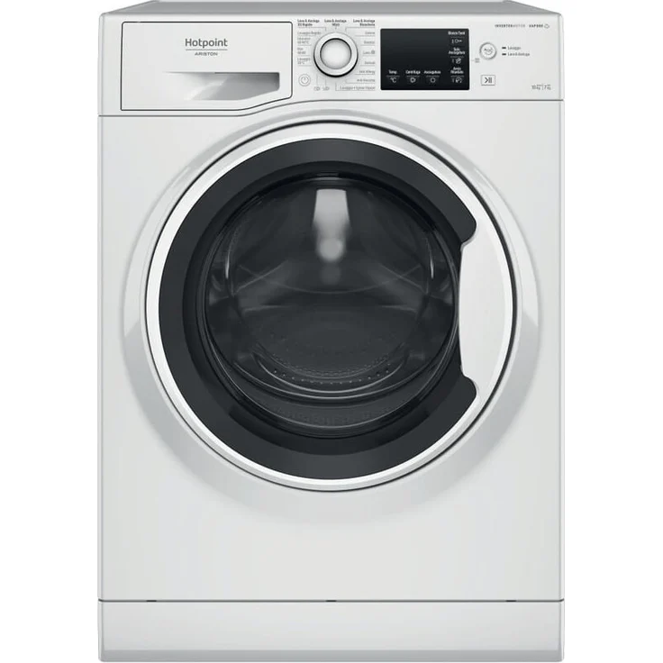 Hotpoint Active NDB 10736 WA IT Waschtrockner, freistehender Frontlader, 10 kg Waschen, 7 kg Trocknen, max. 1400 U/min, Weiß, Energieeffizienzklasse D
