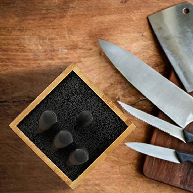 Relaxdays Messerblock unbestückt aus Bambus, mit Borsteneinsatz, für 6 Messer, HD 24x12 cm, natur – Bild 5