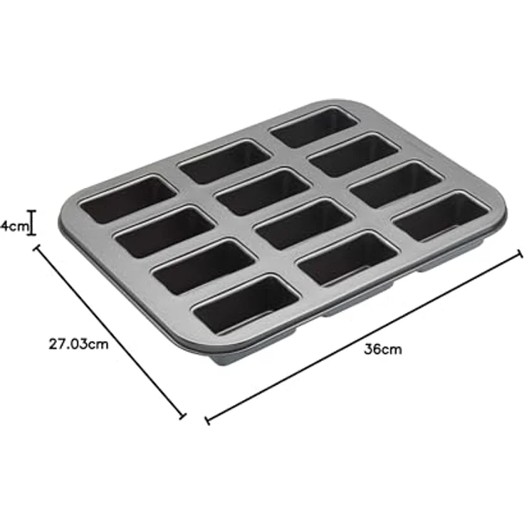 Kitchen Craft Antihaft-Backblech mit Mini-Kastenform-Mulden und losen Böden, Stahl, Grau, 27 x 36 x 3 cm – Bild 11