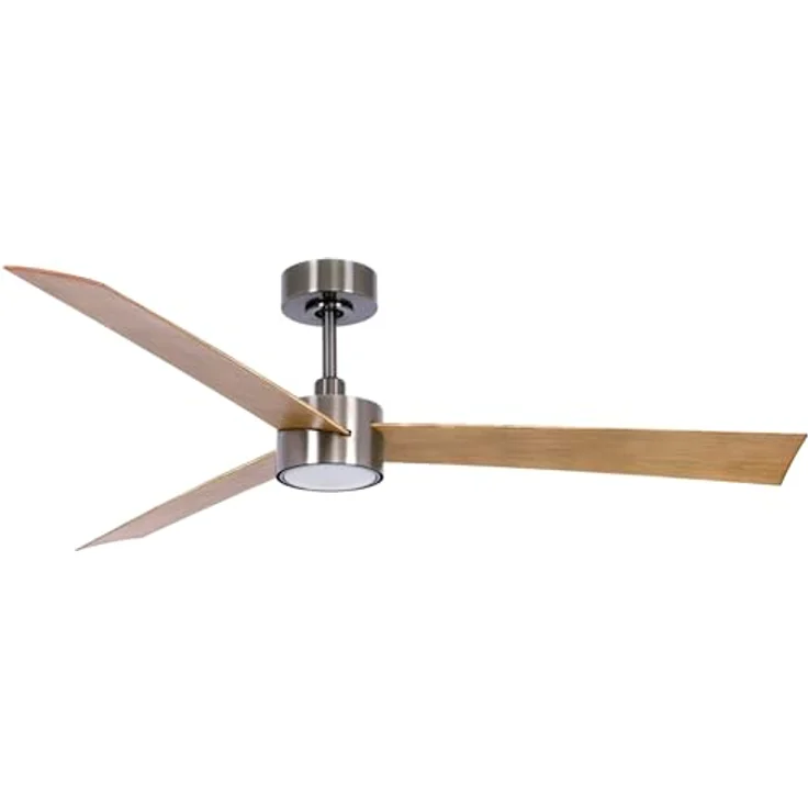 LUCCI AIR Climate IV Deckenventilator mit LED Leuchte, 3 Flügeln (132 cm) in Chrom/Teak – Bild 1